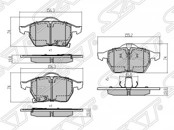 1 029 р. Колодки тормозные SAT (передние) Opel Zafira В рестайлинг (2007-2015)  с доставкой в г. Москва. Увеличить фотографию 1