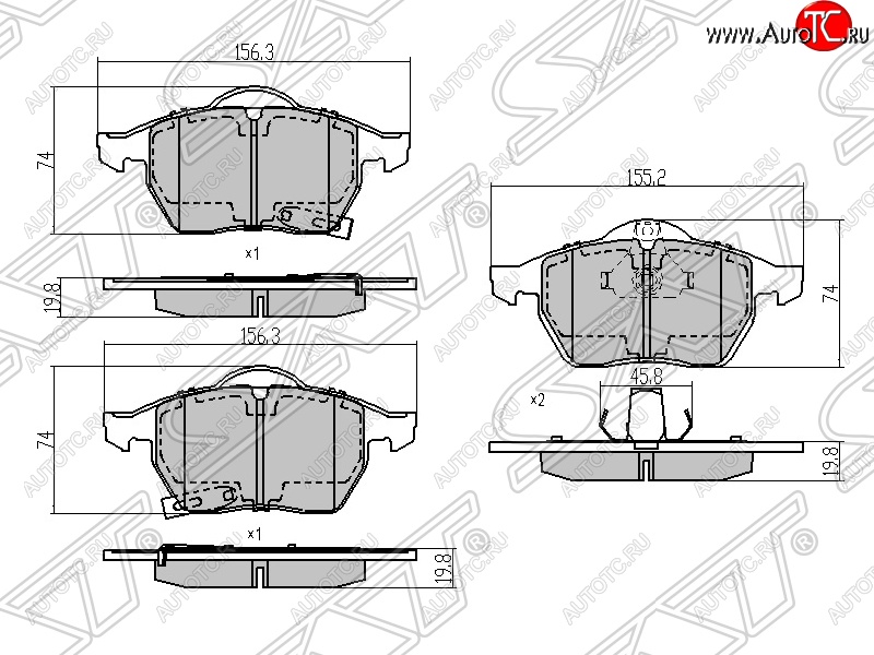 1 039 р. Колодки тормозные SAT (передние) Opel Meriva B (2010-2013)  с доставкой в г. Москва