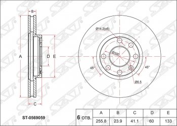 Диск тормозной SAT (передний, d 256)  Astra ( G,  H,  H GTC), Zafira  A