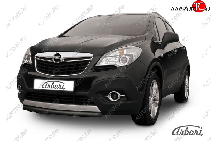 5 849 р. Защита переднего бампера Arbori (короткая, черная, 1 труба d57 mm). Opel Mokka  дорестайлинг (2012-2016)  с доставкой в г. Москва