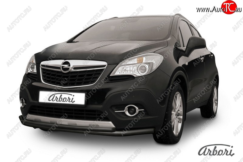 7 559 р. Защита переднего бампера Arbori (черная, 2 трубы d57 и 42 mm) Opel Mokka  дорестайлинг (2012-2016)  с доставкой в г. Москва