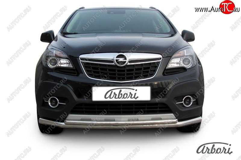 14 363 р. Защита переднего бампера Arbori (нержавейка, 2 трубы d57 и 42 mm) Opel Mokka  дорестайлинг (2012-2016)  с доставкой в г. Москва