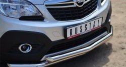 15 649 р. Защита переднего бампера (2 трубыØ63 мм, нержавейка) SLITKOFF Opel Mokka  дорестайлинг (2012-2016)  с доставкой в г. Москва. Увеличить фотографию 2