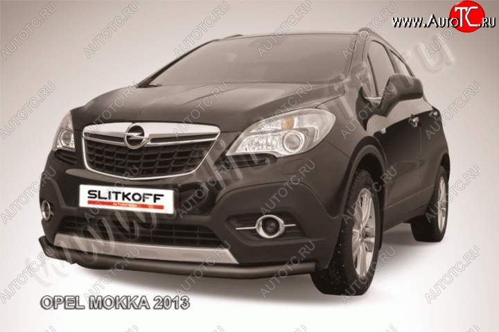 7 449 р. защита переднего бампера Slitkoff Opel Mokka  дорестайлинг (2012-2016) (Цвет: серебристый)  с доставкой в г. Москва