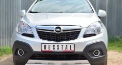 Защита переднего бампера (Ø75х42 мм, нержавейка) Russtal Opel Mokka  дорестайлинг (2012-2016)