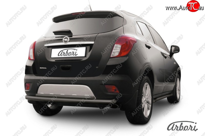 6 749 р. Защита заднего бампера Arbori (черная, 2 трубы d57 и 42 mm). Opel Mokka  дорестайлинг (2012-2016)  с доставкой в г. Москва