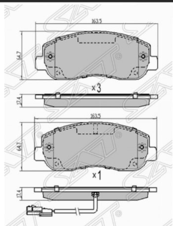 Комплект передних тормозных колодок SAT Opel Movano B (2010-2024)