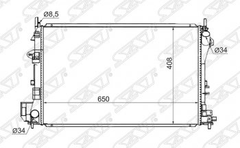 Радиатор двигателя (пластинчатый, 1.6/1.8, МКПП) SAT Opel Vectra C седан дорестайлинг (2002-2005)