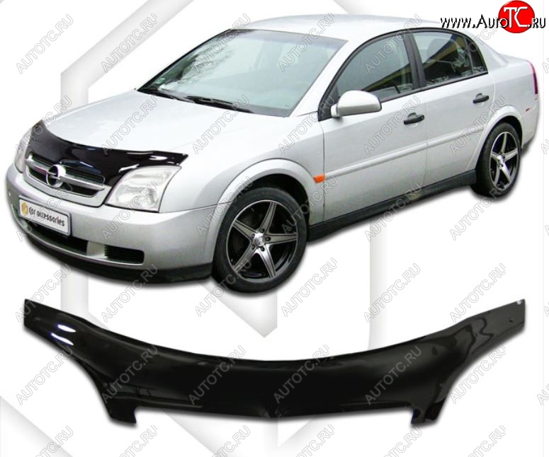 2 399 р. Дефлектор капота CA-Plastiс exclusive  Opel Vectra  C (2002-2006) лифтбэк дорестайлинг, седан дорестайлинг, универсал дорестайлинг (Classic черный, Без надписи)  с доставкой в г. Москва