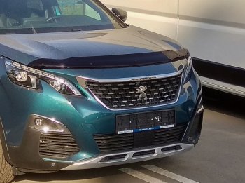 2 879 р. Дефлектор капота SIM Peugeot 5008 T87 дорестайлинг (2017-2020)  с доставкой в г. Москва. Увеличить фотографию 1