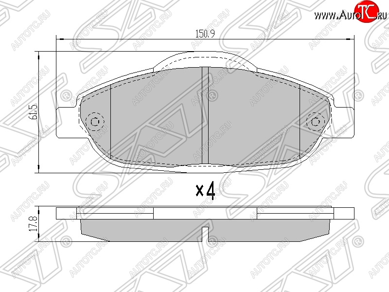 1 089 р. Колодки тормозные SAT (передние) Peugeot 308 T7 хэтчбэк 5 дв. рестайлинг (2011-2014)  с доставкой в г. Москва