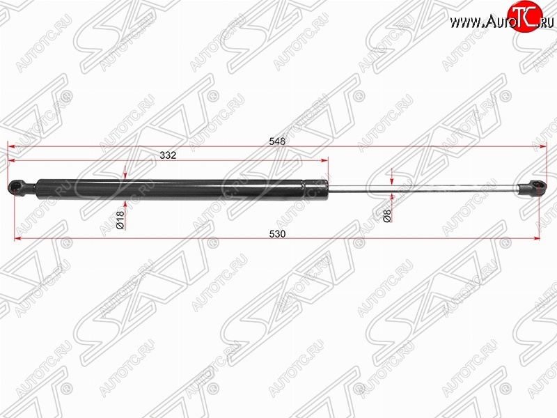 669 р. Газовый упор крышки багажника SAT  Peugeot 308  T7 (2007-2011), SSANGYONG Kyron (2005-2016)  с доставкой в г. Москва