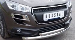 22 649 р. Защита переднего бампера (2 трубыØ76 и 63 мм, нержавейка) SLITKOFF Peugeot 4008 (2012-2017)  с доставкой в г. Москва. Увеличить фотографию 2