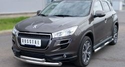 22 649 р. Защита переднего бампера (2 трубыØ76 и 63 мм, нержавейка) SLITKOFF Peugeot 4008 (2012-2017)  с доставкой в г. Москва. Увеличить фотографию 4