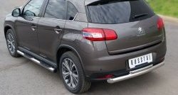 14 399 р. Защита заднего бампера (Ø76 и 42 мм, нержавейка) SLITKOFF Peugeot 4008 (2012-2017) (с короткой верхней трубой)  с доставкой в г. Москва. Увеличить фотографию 4