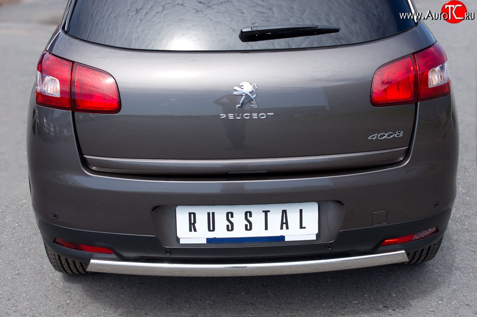 14 999 р. Защита заднего бампера (Ø75x42 мм, нержавейка) Russtal Peugeot 4008 (2012-2017)  с доставкой в г. Москва