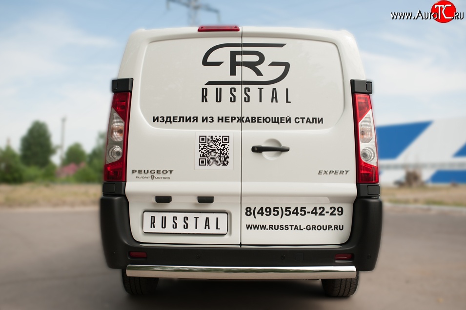 17 999 р. Защита заднего бампера (Ø75x42 мм, нержавейка) Russtal Peugeot Expert G9 минивэн дорестайлинг (2007-2013)  с доставкой в г. Москва