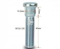 188 р. Забивная шпилька 40 мм ступицы Вектор M12x1.5x40 Honda Integra DC1,DC2 купе дорестайлинг (1993-1995). Увеличить фотографию 1