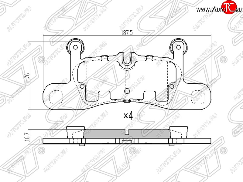 1 999 р. Колодки тормозные SAT (задние, 187,5*76*16,7)  Volkswagen Touareg  NF (2010-2014) дорестайлинг  с доставкой в г. Москва
