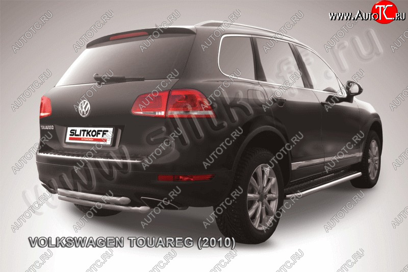 6 899 р. Защита задняя Slitkoff  Volkswagen Touareg  NF (2010-2014) дорестайлинг (Цвет: серебристый)  с доставкой в г. Москва