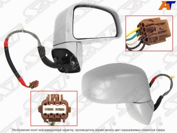 3 799 р. Боковое правое зеркало заднего вида (обогрев, 5 контактов) SAT Nissan Tiida 1 седан C11 рестайлинг (2010-2014) (Неокрашенное)  с доставкой в г. Москва. Увеличить фотографию 1