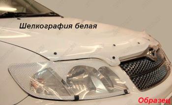 2 369 р. Дефлектор капота CA-Plastiс  Mitsubishi Lancer  9 CS (2005-2009) седан 2-ой рестайлинг, универсал 2-ой рестайлинг (серия Шелкография белая)  с доставкой в г. Москва. Увеличить фотографию 1