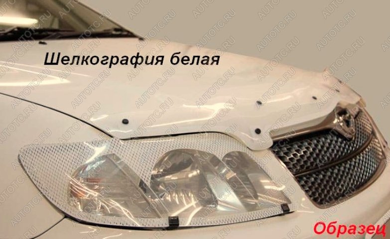 2 369 р. Дефлектор капота CA-Plastiс  Mitsubishi Lancer  9 CS (2005-2009) седан 2-ой рестайлинг, универсал 2-ой рестайлинг (серия Шелкография белая)  с доставкой в г. Москва