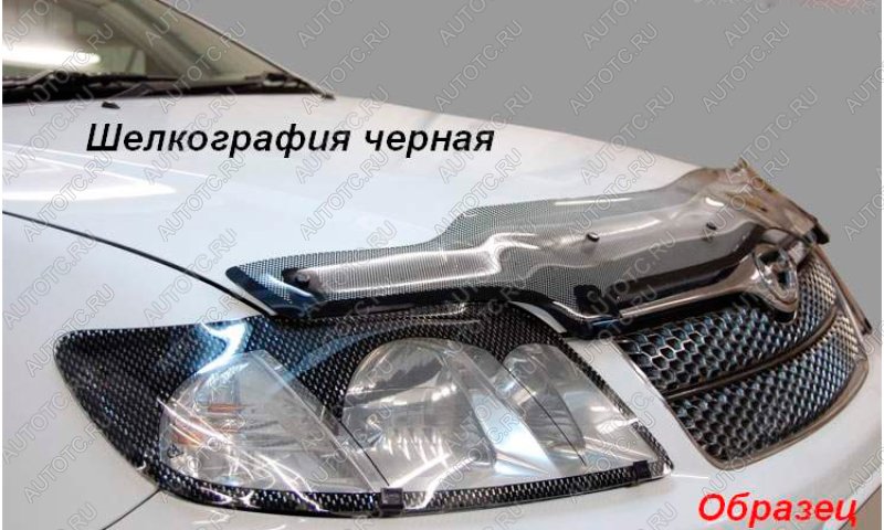 2 199 р. Дефлектор капота CA-Plastiс  Mitsubishi Lancer  10 CY (2007-2010) седан дорестайлинг, хэтчбэк дорестайлинг (серия Шелкография черная)  с доставкой в г. Москва