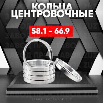 Алюминиевое центровочное кольцо (4 шт) ЗУЗ 58.1 x 66.9 