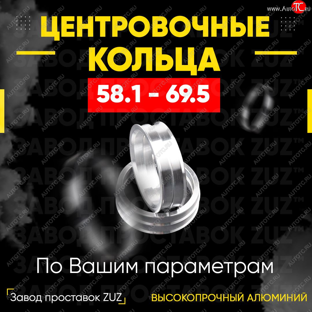 1 799 р. Алюминиевое центровочное кольцо (4 шт) ЗУЗ 58.1 x 69.5    с доставкой в г. Москва