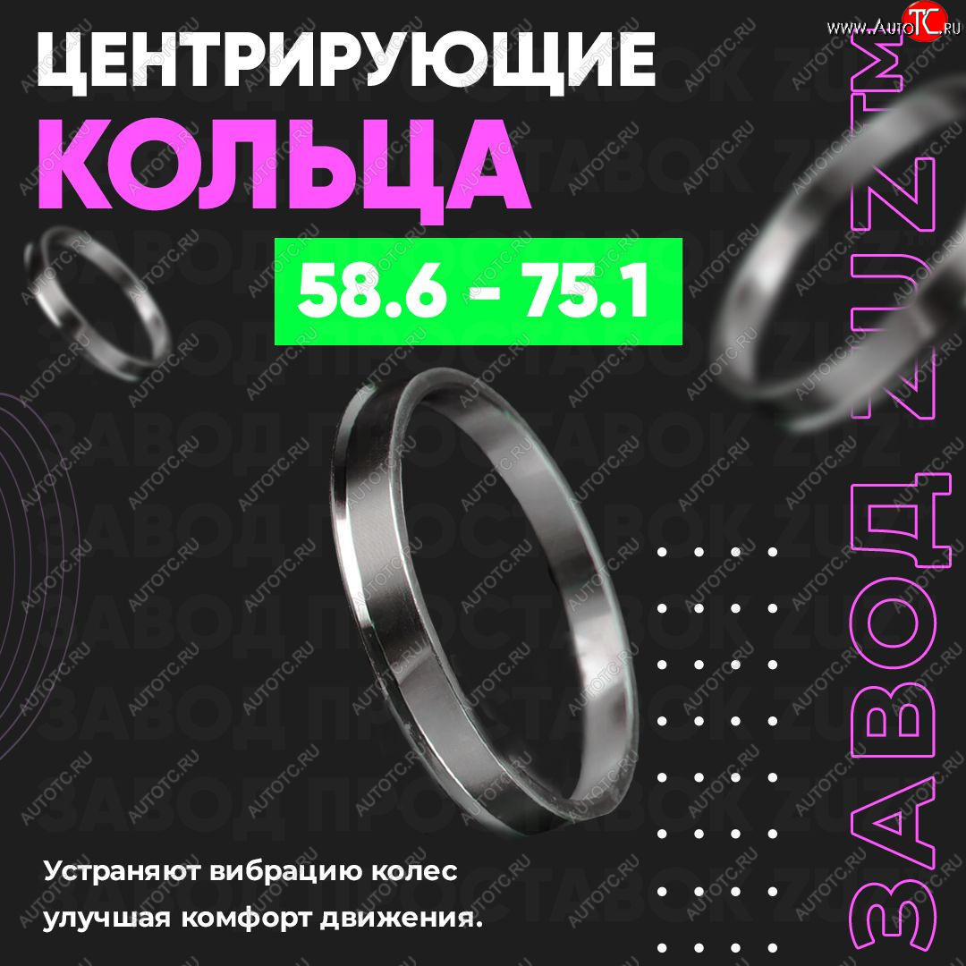 1 799 р. Алюминиевое центровочное кольцо (4 шт) ЗУЗ 58.6 x 75.1    с доставкой в г. Москва