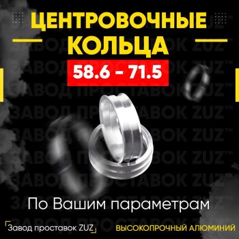 1 799 р. Алюминиевое центровочное кольцо (4 шт) ЗУЗ 58.6 x 71.5 Лада Приора 2171 универсал дорестайлинг  (2008-2014). Увеличить фотографию 1