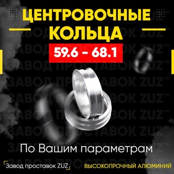 Алюминиевое центровочное кольцо (4 шт) ЗУЗ 59.6 x 68.1 KIA Pride Y хэтчбэк 5 дв. (1987-2000) 