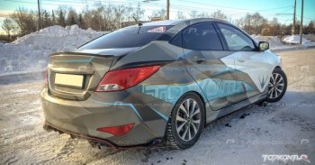 1 799 р. Диффузор заднего бампера TopKontur Design Hyundai Solaris RBr седан рестайлинг (2014-2017) (Неокрашенный)  с доставкой в г. Москва. Увеличить фотографию 2