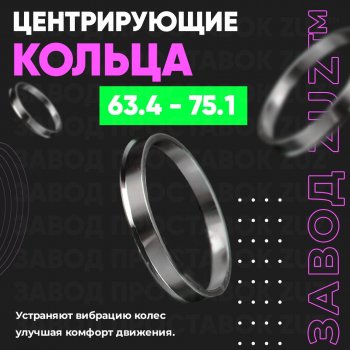 Алюминиевое центровочное кольцо (4 шт) ЗУЗ 63.4 x 75.1 Geely Tugella FY11,HPBA4 дорестайлинг (2019-2023) 