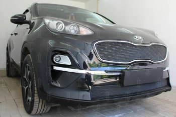 7 499 р. Защитная сетка в бампер (верх, ячейка 4х10 мм) Alfeco Премиум  KIA Sportage  4 QL (2018-2022) рестайлинг (Чёрная)  с доставкой в г. Москва. Увеличить фотографию 4