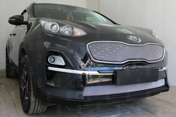 7 599 р. Защитная сетка в бампер (верх, ячейка 4х10 мм) Alfeco Премиум  KIA Sportage  4 QL (2018-2022) рестайлинг (Хром)  с доставкой в г. Москва. Увеличить фотографию 3