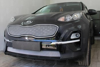 7 599 р. Защитная сетка в бампер (верх, ячейка 4х10 мм) Alfeco Премиум  KIA Sportage  4 QL (2018-2022) рестайлинг (Хром)  с доставкой в г. Москва. Увеличить фотографию 4