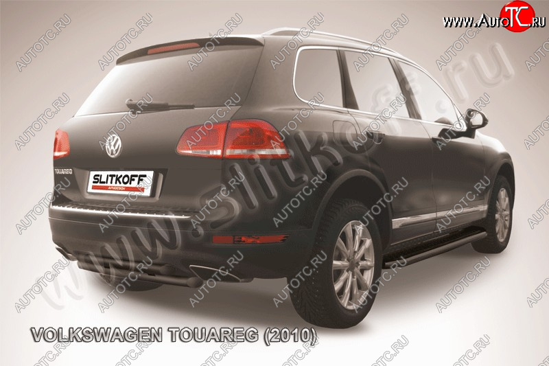 6 899 р. Защита задняя Slitkoff  Volkswagen Touareg  NF (2010-2014) дорестайлинг (Цвет: черный)  с доставкой в г. Москва