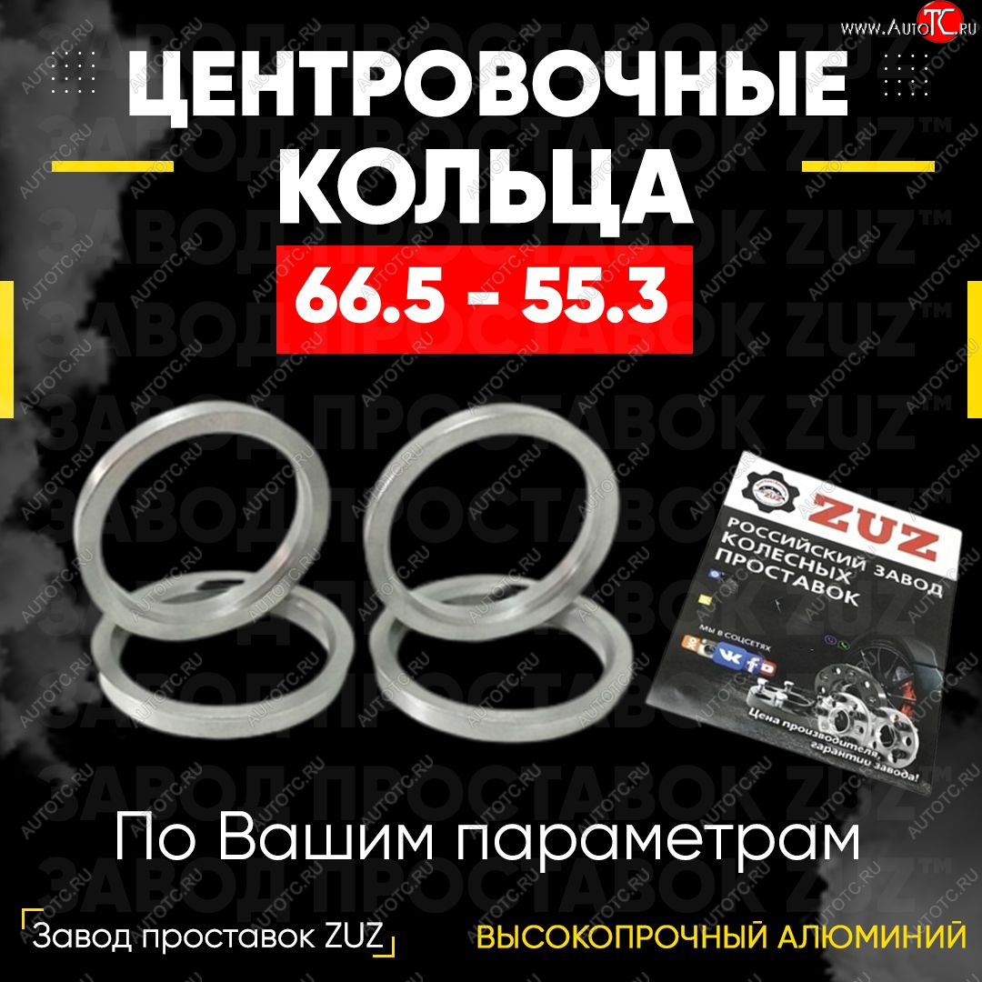 1 799 р. Алюминиевое центровочное кольцо (4 шт) ЗУЗ 55.3 x 66.5    с доставкой в г. Москва