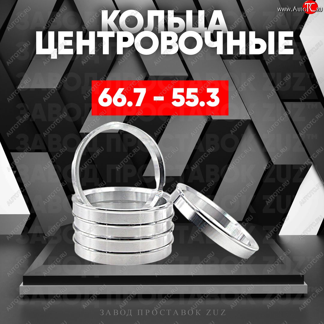 1 799 р. Алюминиевое центровочное кольцо (4 шт) ЗУЗ 55.3 x 66.7    с доставкой в г. Москва