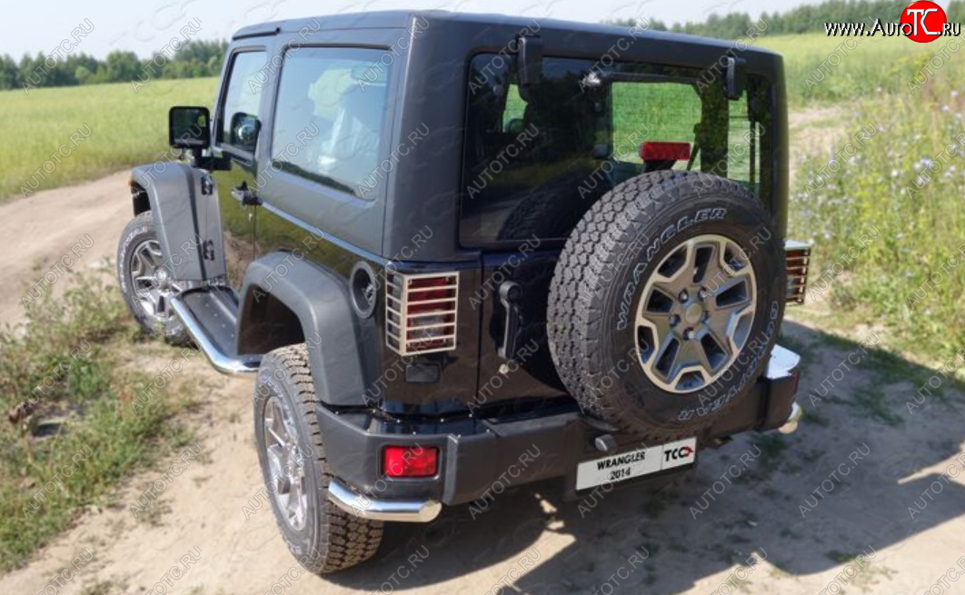 11 999 р. Защита заднего бампера (V-3.6, 3 двери, уголки, d60,3 мм) TCC  Jeep Wrangler  JK (2007-2018)  с доставкой в г. Москва