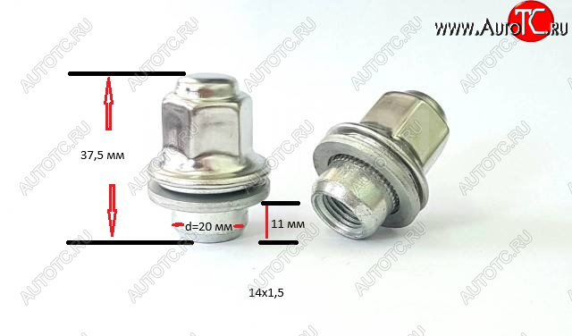 429 р. Колесная гайка (прессшайба, с нерж. колпачком, 37.5 мм) Вектор M14x1.5    с доставкой в г. Москва