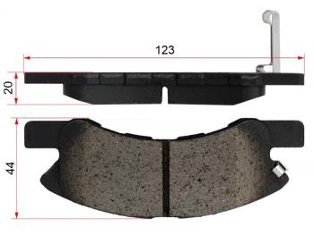 Колодки тормозные перед (123х44х20 мм) SAT Mitsubishi Minica H4 хэтчбэк 3 дв. дорестайлинг (1998-2000)