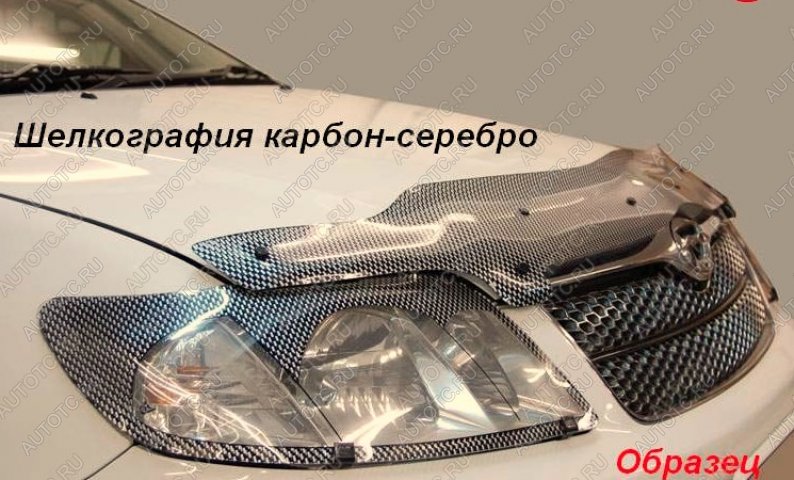 2 599 р. Защита фар CA-Plastic  Toyota Land Cruiser Prado  J120 (2002-2009) (Шелкография карбон серебро)  с доставкой в г. Москва