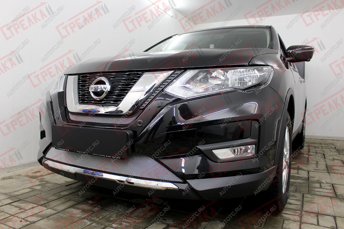 3 599 р. Защита радиатора (середина) Стрелка11 Стандарт  Nissan X-trail  3 T32 (2017-2022) рестайлинг (хром)  с доставкой в г. Москва