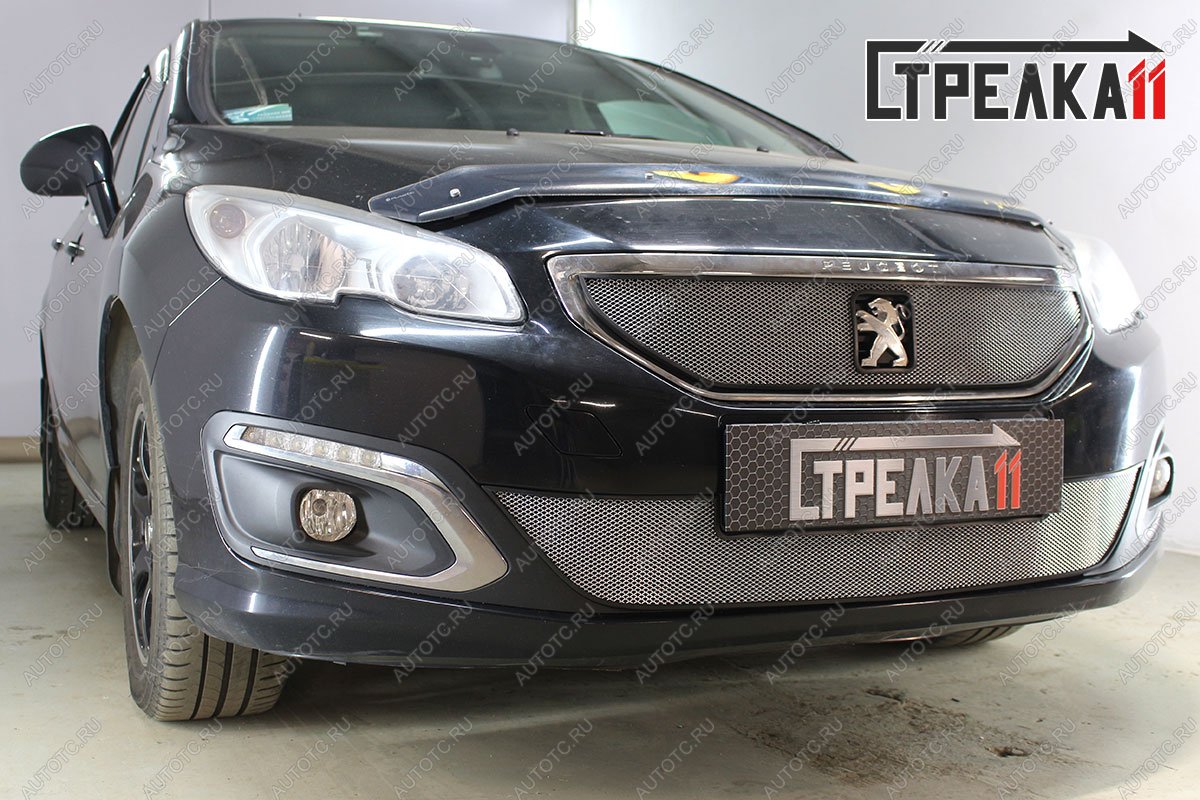 3 499 р. Защита радиатора (низ) Стрелка11 Стандарт  Peugeot 408 (2015-2022) рестайлинг (хром)  с доставкой в г. Москва