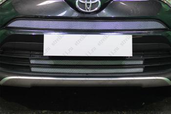 5 249 р. Защита радиатора (2 части низ) Стрелка11 PREMIUM  Toyota RAV4  XA40 (2015-2019) 5 дв. рестайлинг (хром)  с доставкой в г. Москва. Увеличить фотографию 1