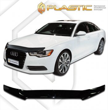 1 839 р. Дефлектор капота CA-Plastic  Audi A6  C7 (2010-2018) дорестайлинг, седан, рестайлинг, седан (classic черный, без надписи)  с доставкой в г. Москва. Увеличить фотографию 1