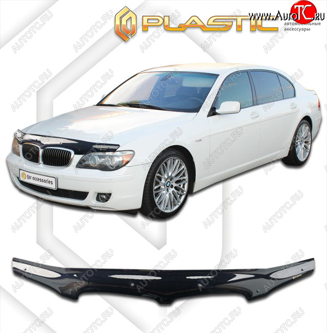 2 159 р. Дефлектор капота CA-Plastic  BMW 7 серия  E65,E66, E67, E68 (2005-2008) рестайлинг, седан (classic черный, без надписи)  с доставкой в г. Москва